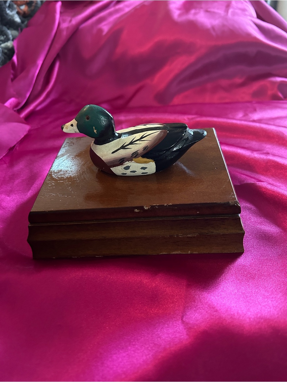 Vintage Playing Card Holder Box with Duck.